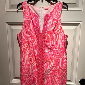Lily Pulitzer pink & white , back zip dress